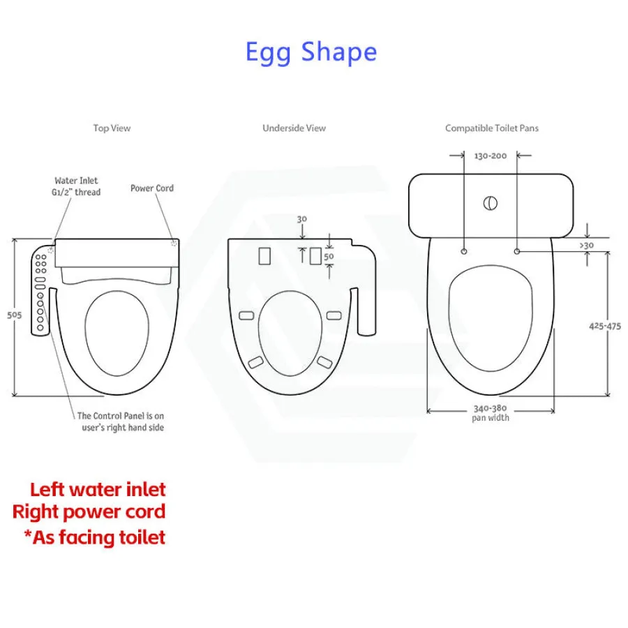 505mm Englefield Length Intelligent Electric Heated Toilet Cover Seat with Auto Self-cleaning and Air Dryer for toilet