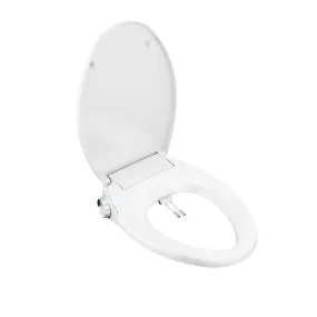 5Seconds B Series 15" White Elongated Non-Electric Soft Close Bidet Toilet Seat With Super Grip Bumpers