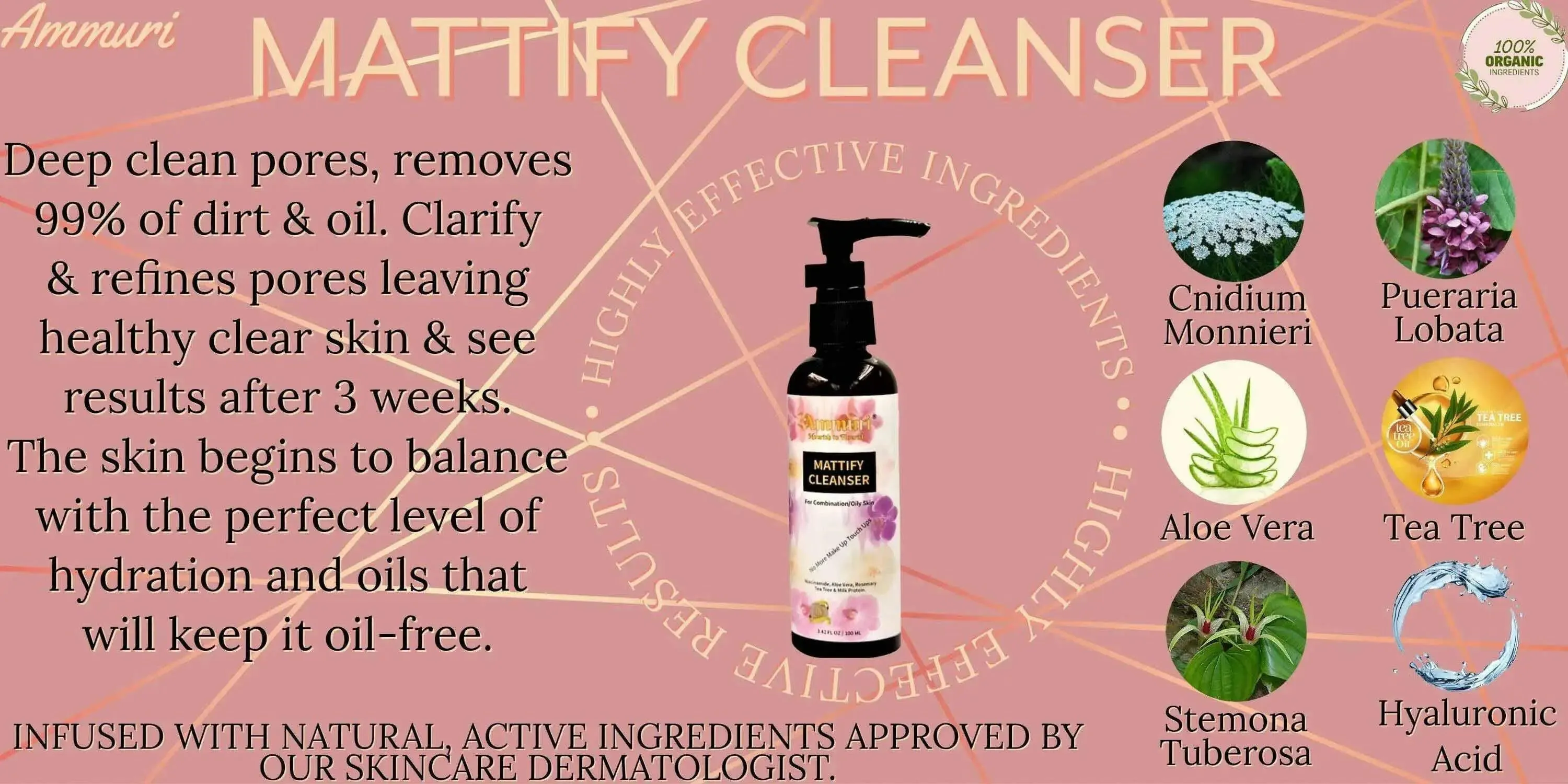 Ammuri Mattify Cleanser, Skin Cleanser, Face & Body Wash 100ML