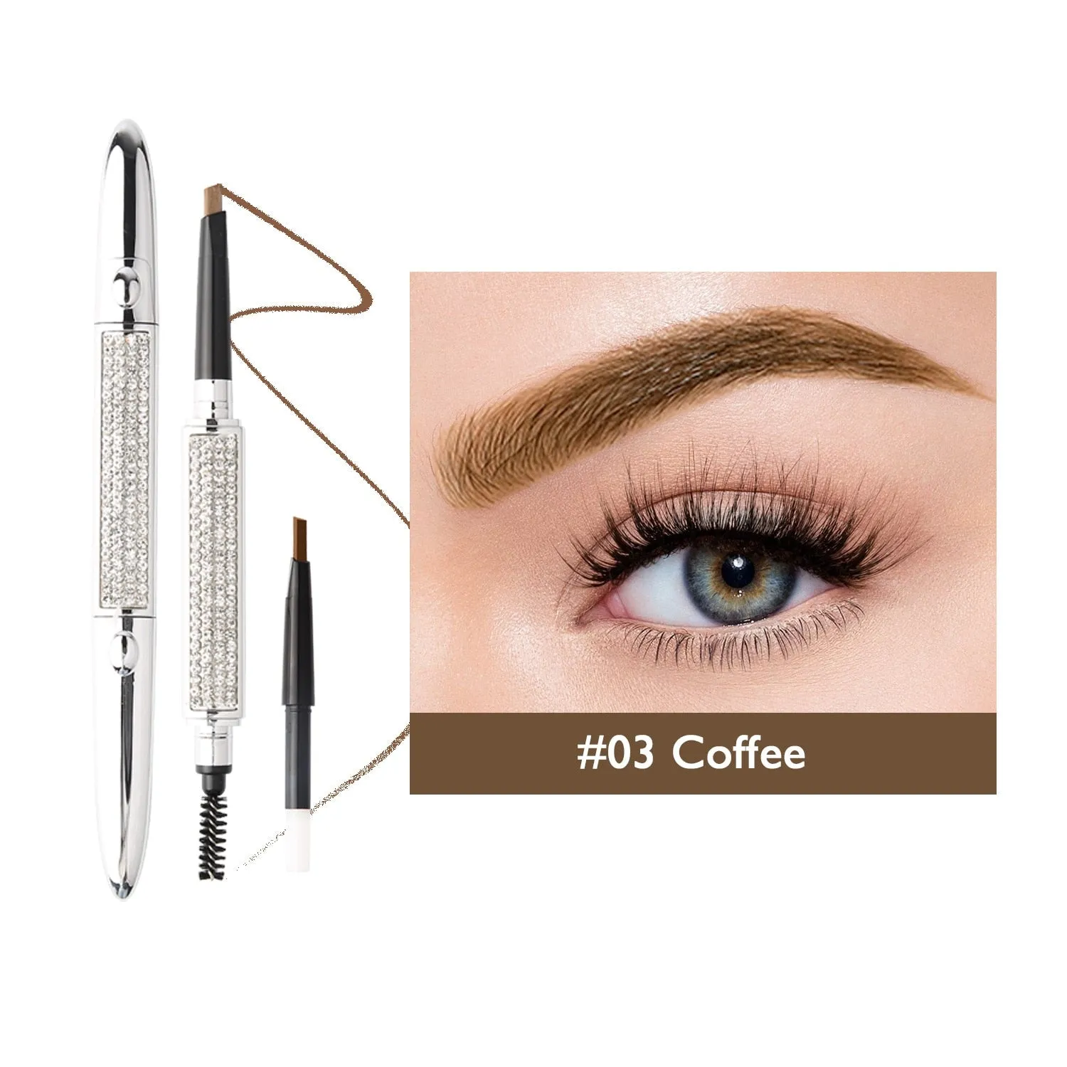 Double Headed Eyebrow Brush Eyebrow Pencil Long Lasting Waterproof 4 Colors Eye Brow Makeup With Free Refill