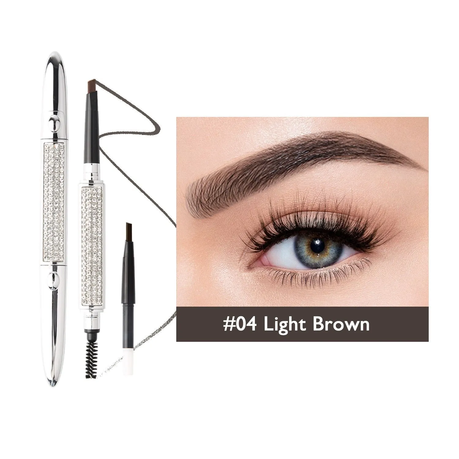 Double Headed Eyebrow Brush Eyebrow Pencil Long Lasting Waterproof 4 Colors Eye Brow Makeup With Free Refill