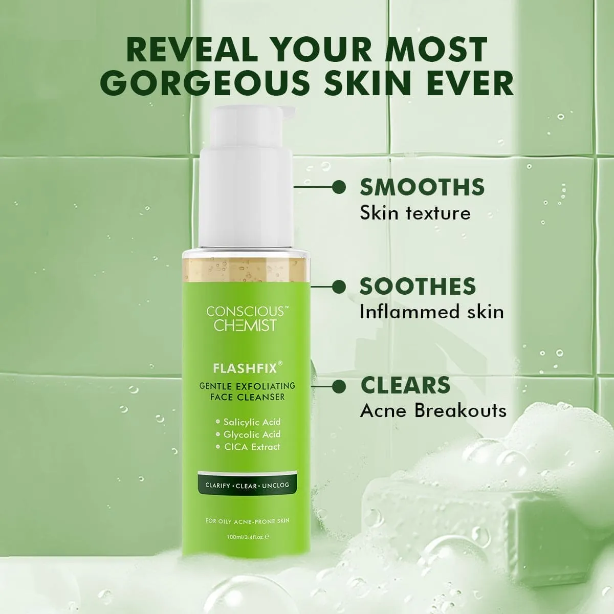 Exfoliating & Oil Control Face Wash | AHA, BHA & CICA Extract | 100 ml