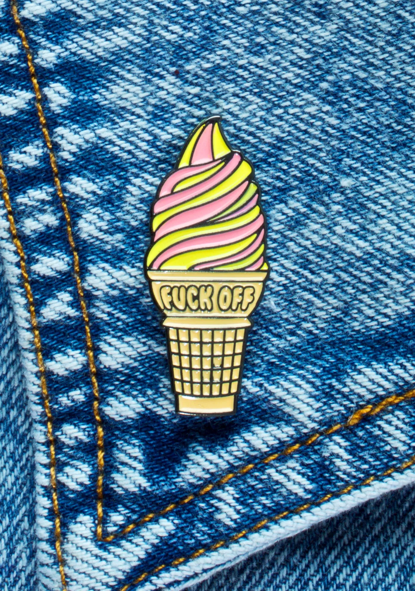 Fuck Off Ice Cream Cone Pin
