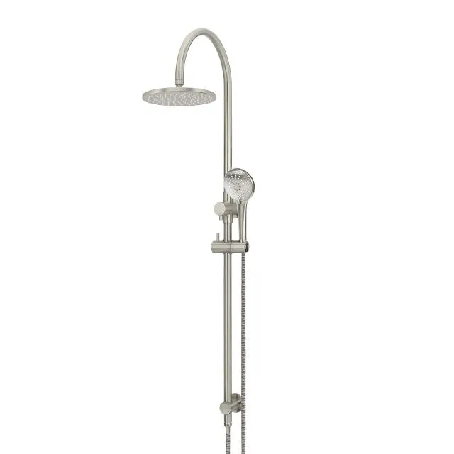 Meir Gooseneck Shower Set with 200mm Rose, Three-Function Hand Shower Brushed Nickel