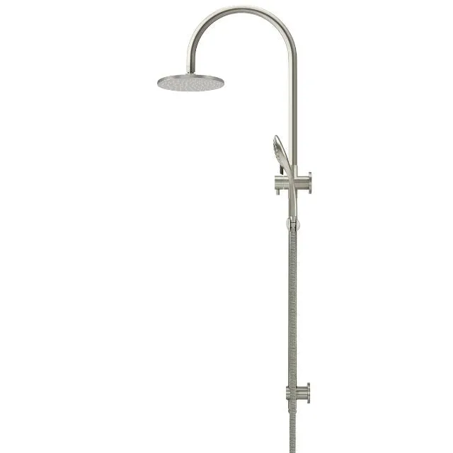 Meir Gooseneck Shower Set with 200mm Rose, Three-Function Hand Shower Brushed Nickel