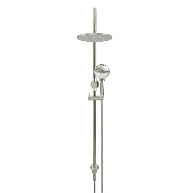 Meir Gooseneck Shower Set with 200mm Rose, Three-Function Hand Shower Brushed Nickel