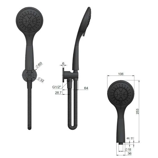 Meir Round 3 Function Hand Shower on Fixed Bracket Lustre Bronze