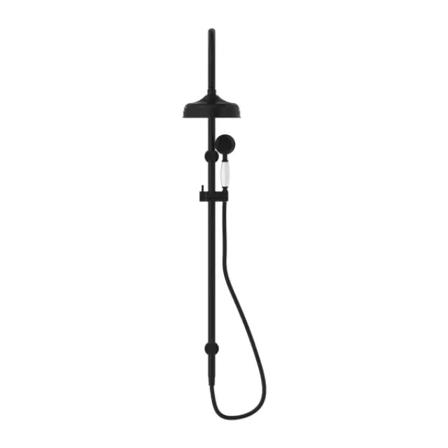 Nero York Twin Shower With White Porcelain Hand Shower Matte Black