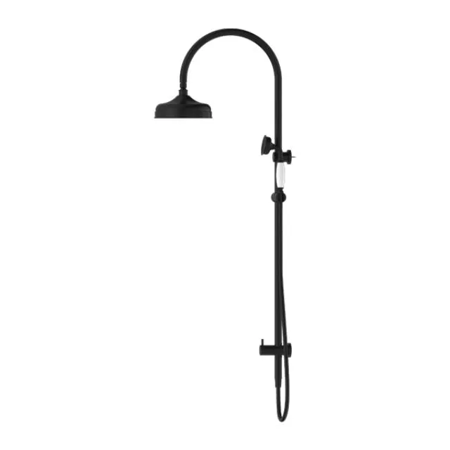 Nero York Twin Shower With White Porcelain Hand Shower Matte Black