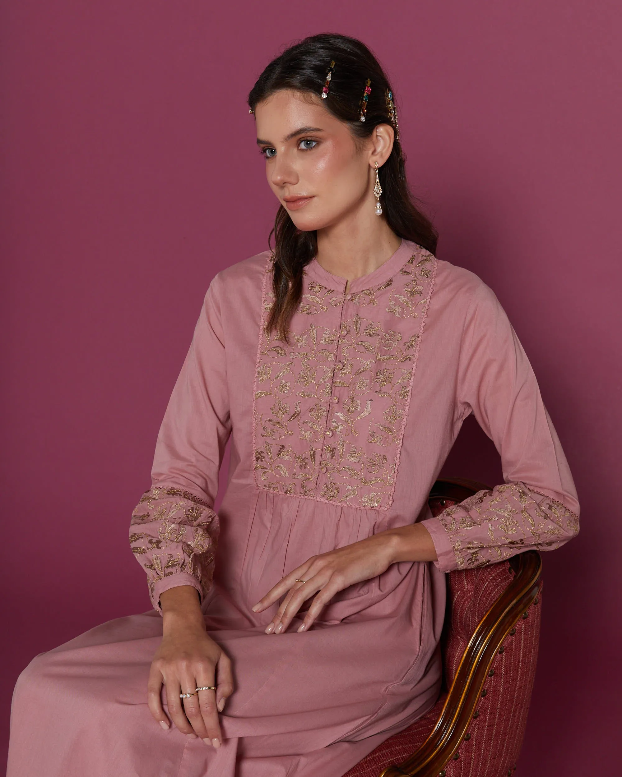 Perdita Rose Blush Kaftan