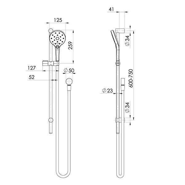 Phoenix Tapware Ormond Rail Shower Chrome