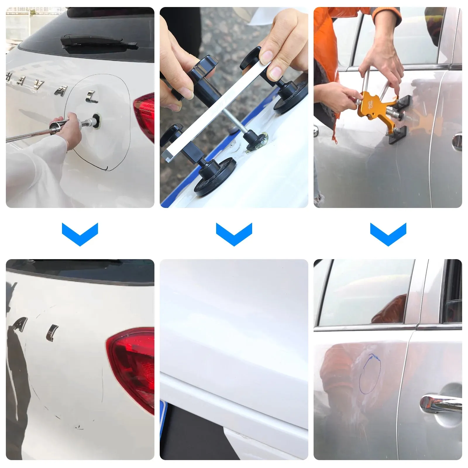 Professional PDR Car Dent Repair Kit with Glue Gun, Slide Hammer, and Bridge Tools