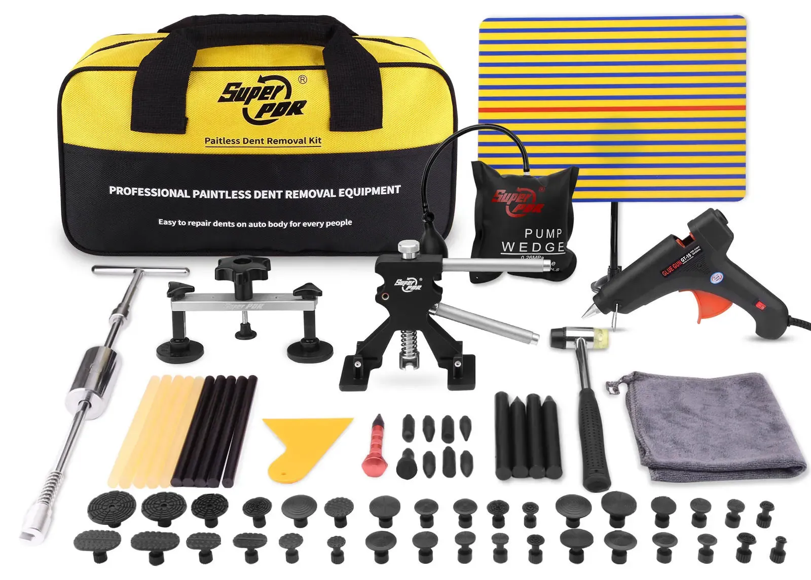 Professional PDR Car Dent Repair Kit with Glue Gun, Slide Hammer, and Bridge Tools