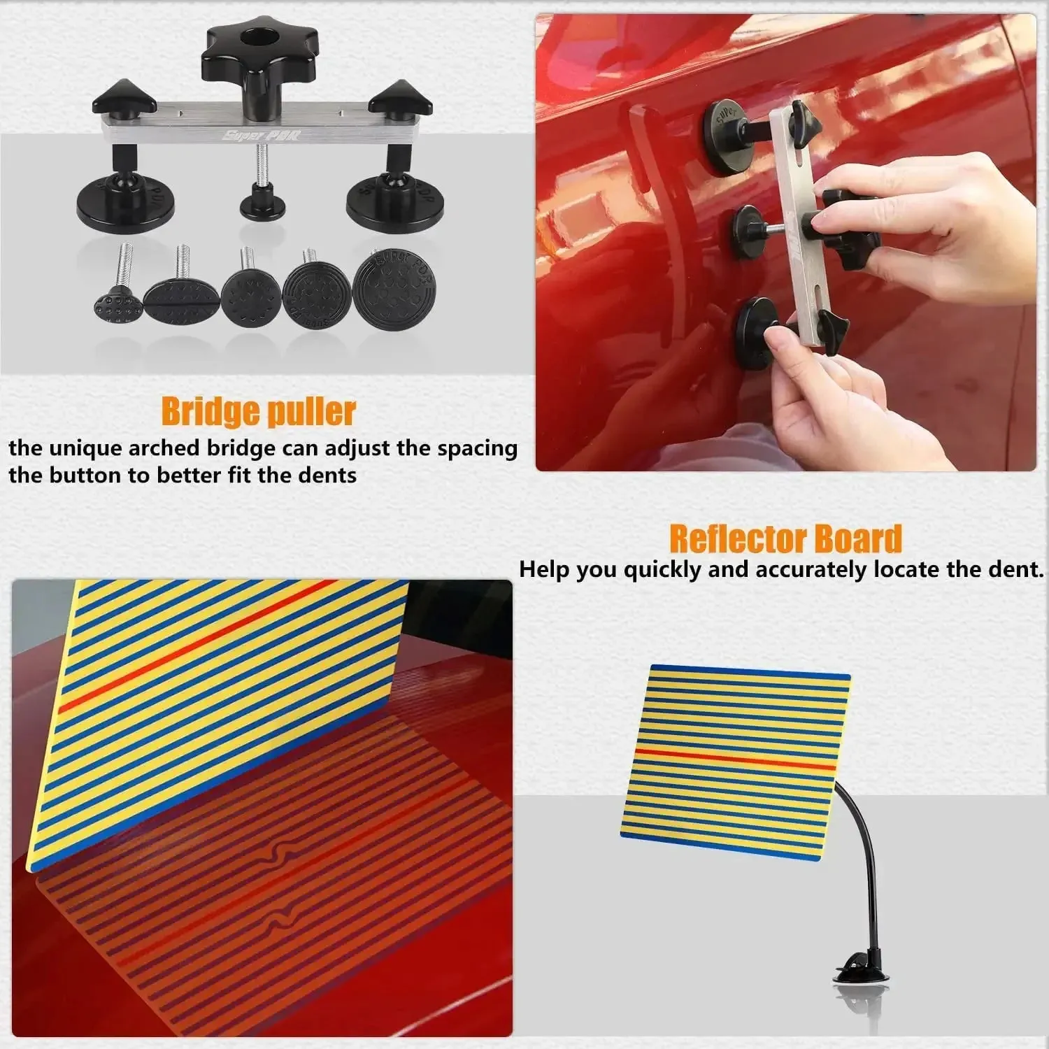 Professional PDR Car Dent Repair Kit with Glue Gun, Slide Hammer, and Bridge Tools
