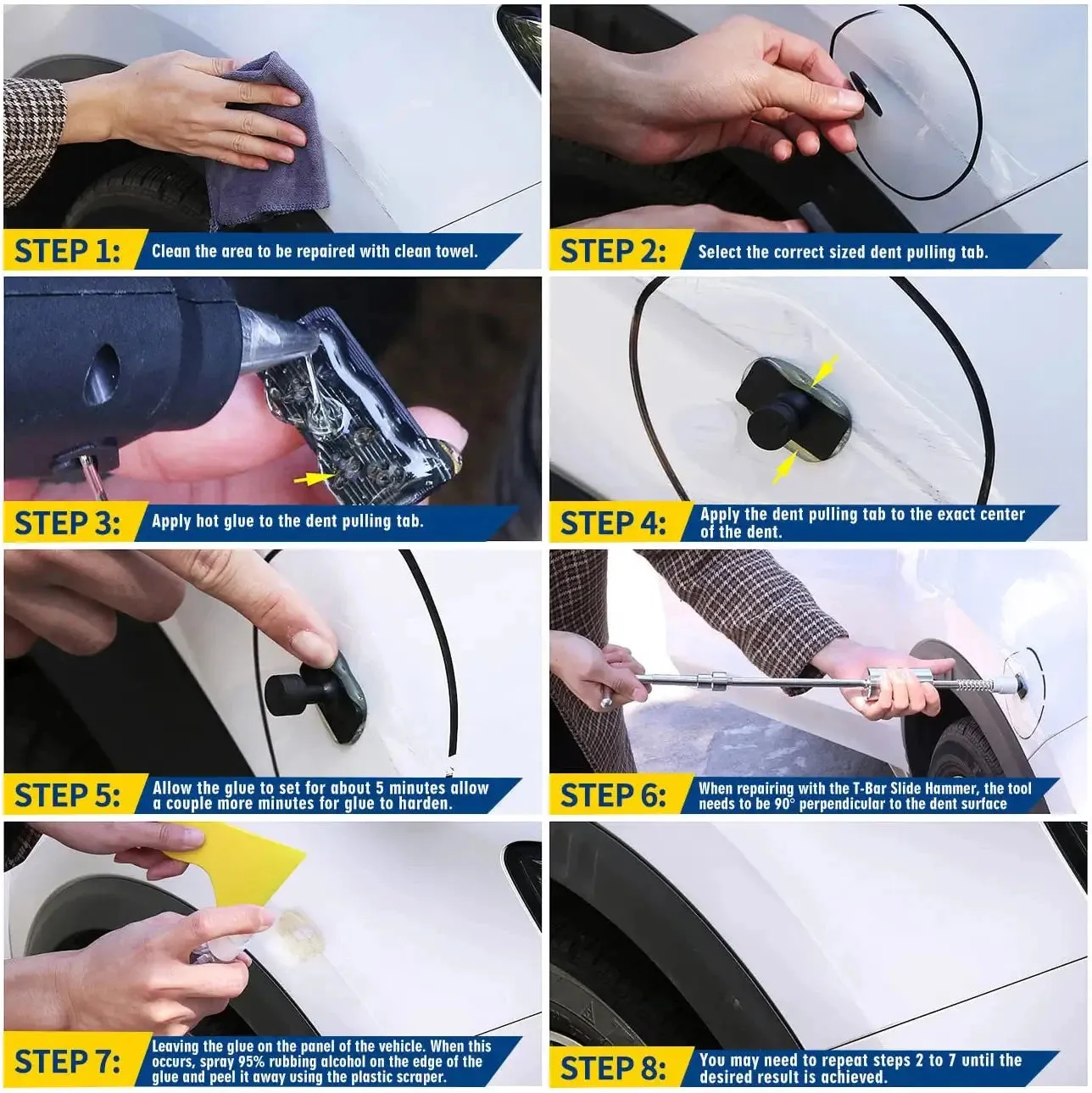 Professional PDR Car Dent Repair Kit with Glue Gun, Slide Hammer, and Bridge Tools