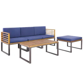 Tangkula 5 Pieces Patio Conversation Set, Acacia Wood Chair Set with Ottoman & Coffee Table