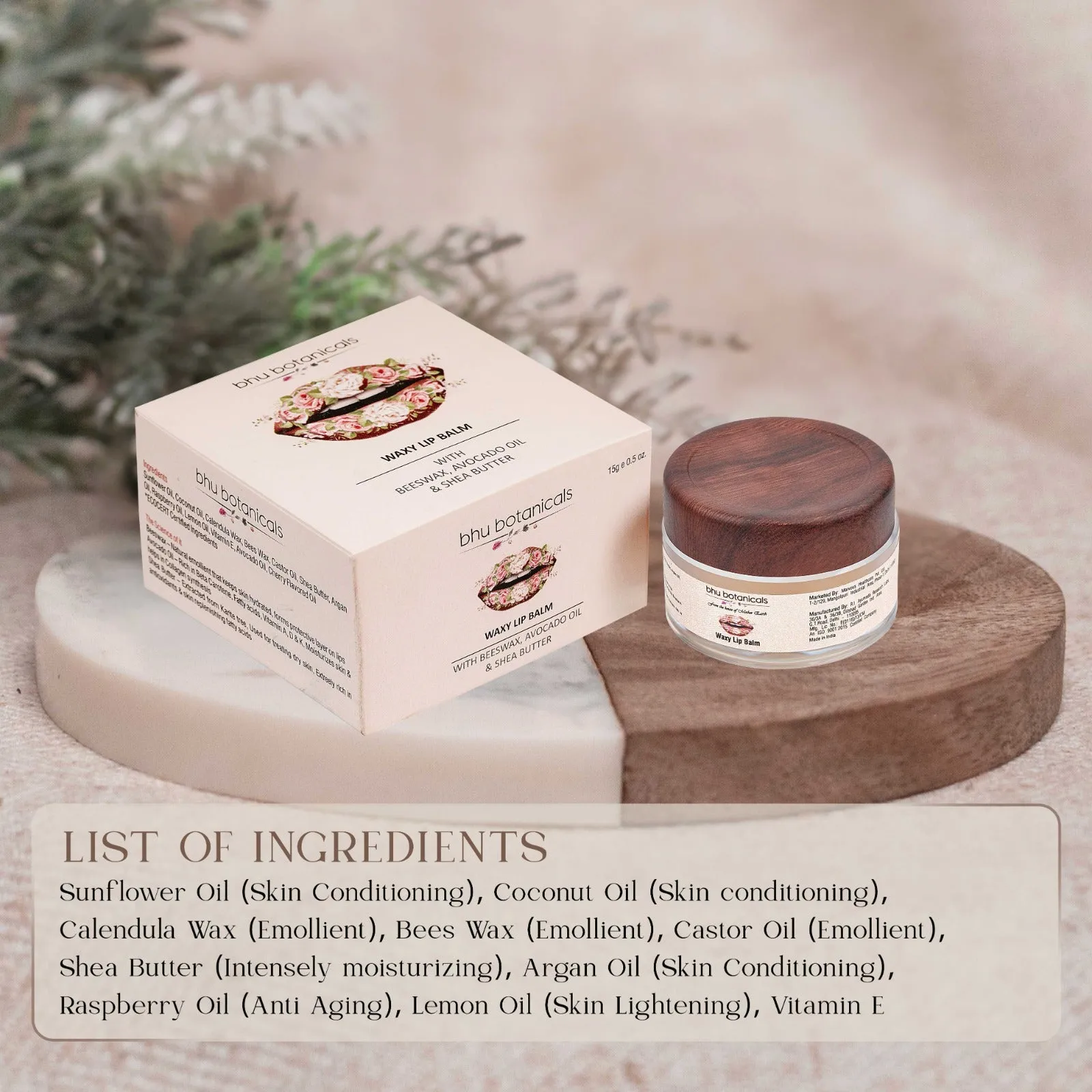 Waxy Lip Balm (with Beeswax, Avocado Oil & Shea Butter) 15gm