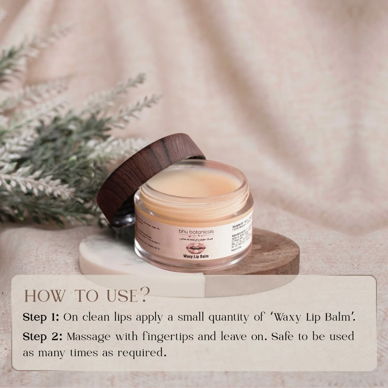 Waxy Lip Balm (with Beeswax, Avocado Oil & Shea Butter) 15gm